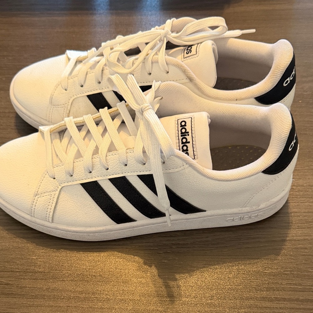 Adidas Classic White Sneakers with Black Stripes